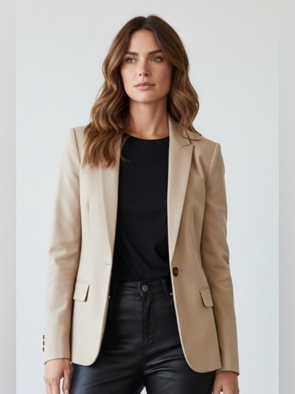 Banana Republic Tan Blazer Single Button Lined Notched Lapel size 12